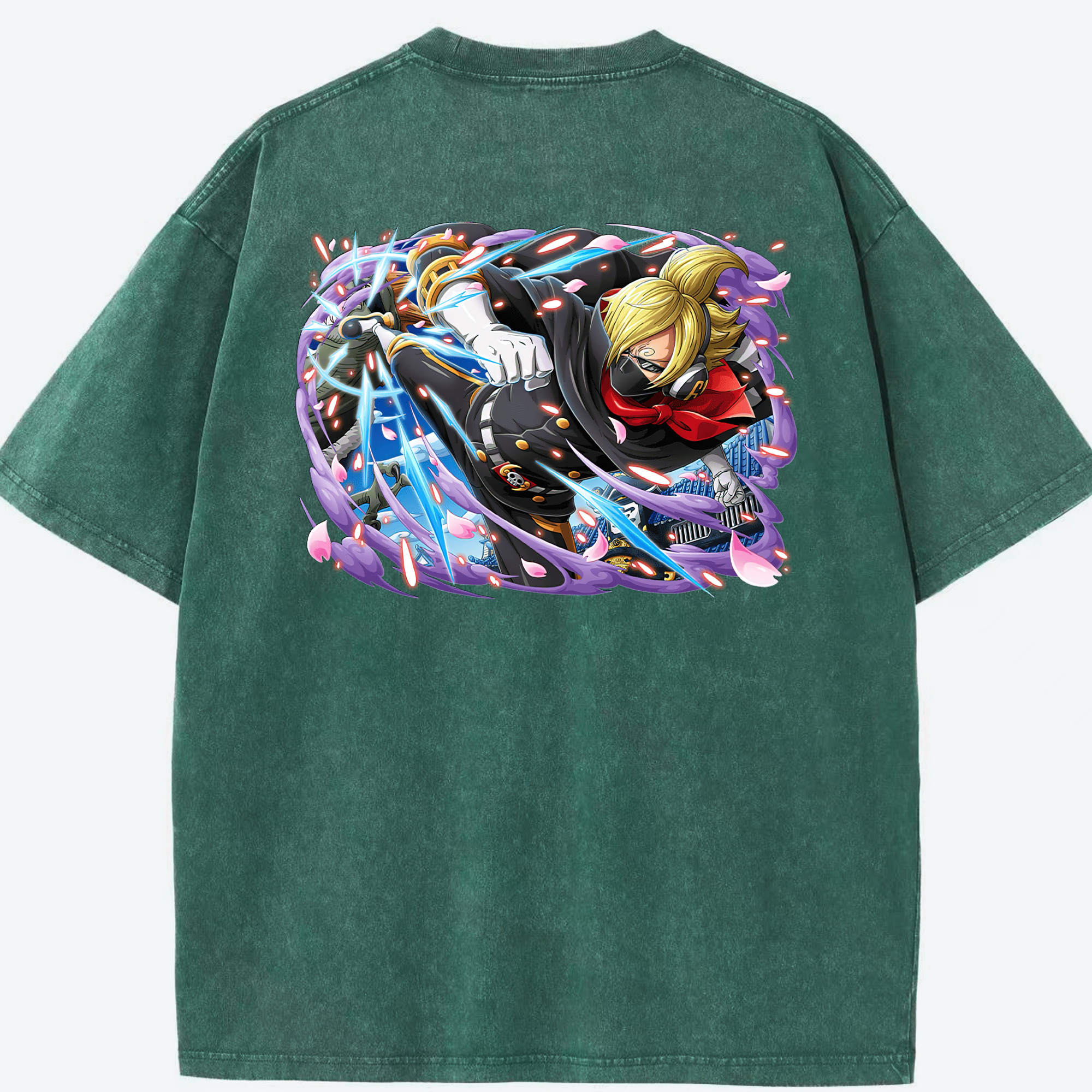 ワンピース サンジ ONE PIECE Sanji 綿100% ヴィンテージ風 半袖Tシャツ（背面プリント）